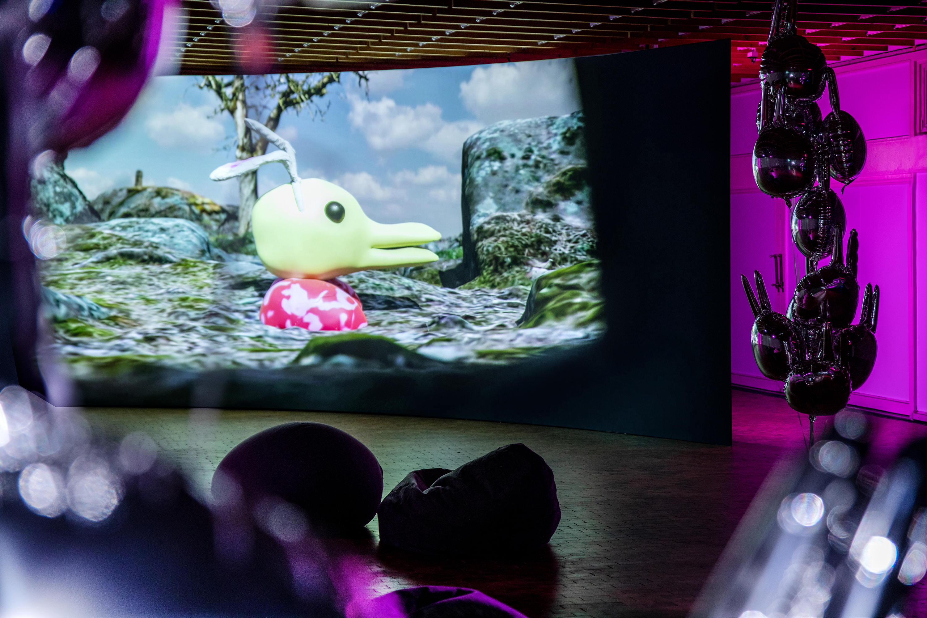Installation shot transmediale 2023 festival exhibition Or so it seems Simone C Niquille duckrabbit tv 2023 photo by Silke Briel Installation shot transmediale 2023 festival exhibition Or so it seems Simone C Niquille duckrabbit tv 2023 photo by Silke Briel